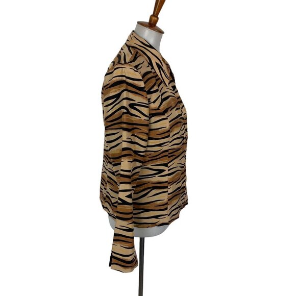 Silkland Blazer Jacket 6 Animal Print Zip Up 100 Percent Silk Trendy - Picture 3 of 5